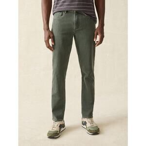 Faherty Stretch Terry Fall Olive Green Slim Fit Pants 33 NEW Rugged Mid-Rise